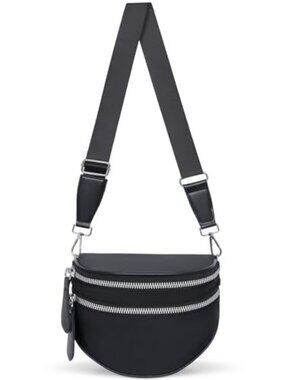 🆕 Toptime Nylon Crossbody Bags for Women, Black Bum Bag with Wide Adjustable